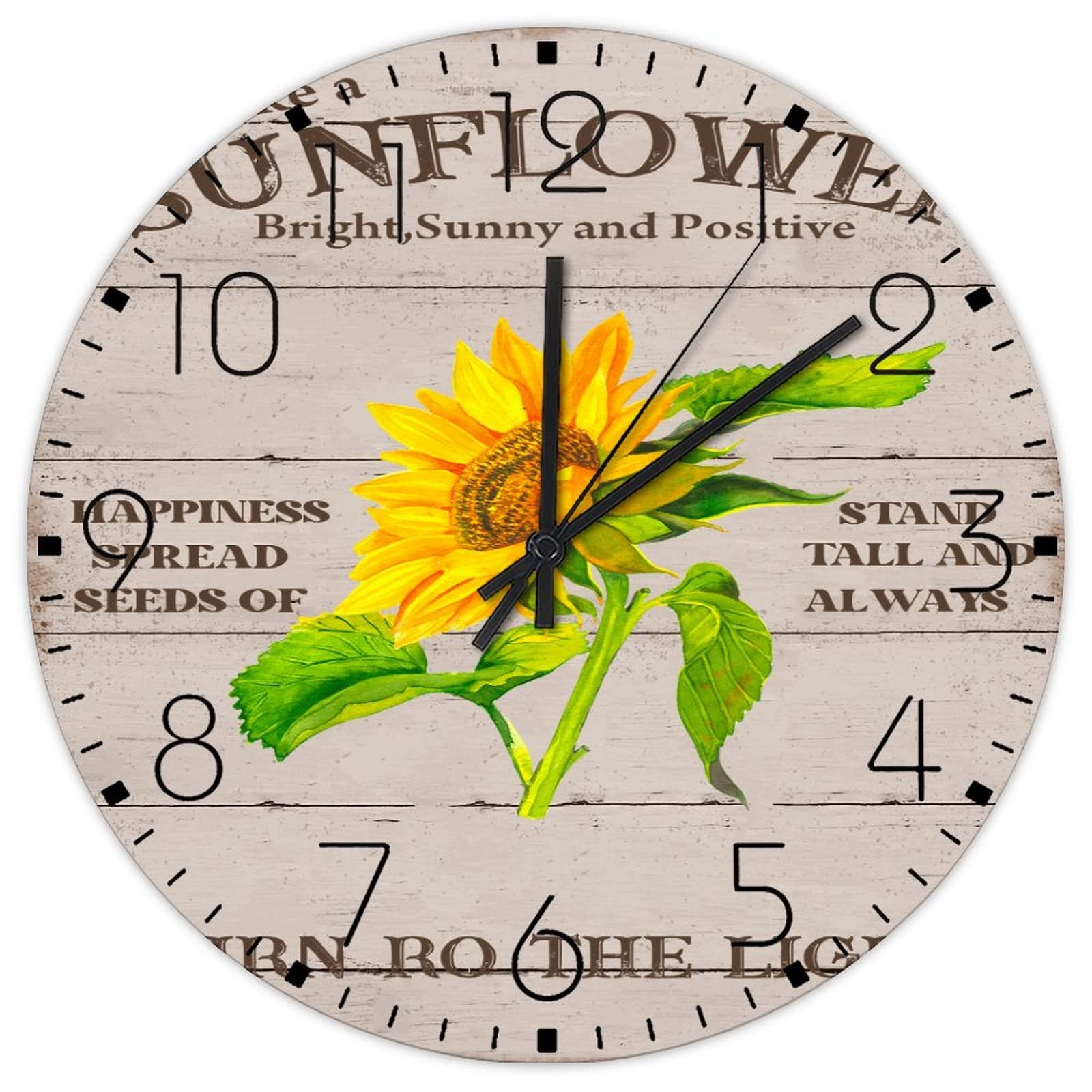 Horloge silencieuse tournesol pour salle de gym et yoga en bois