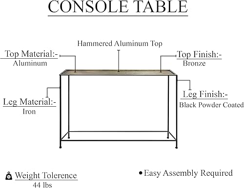 Miniatura 9 de TUP THE URBAN PORT Aurelia - Mesa de sofá de 48 pulgadas, color bronce antiguo, con marco de hierro negro