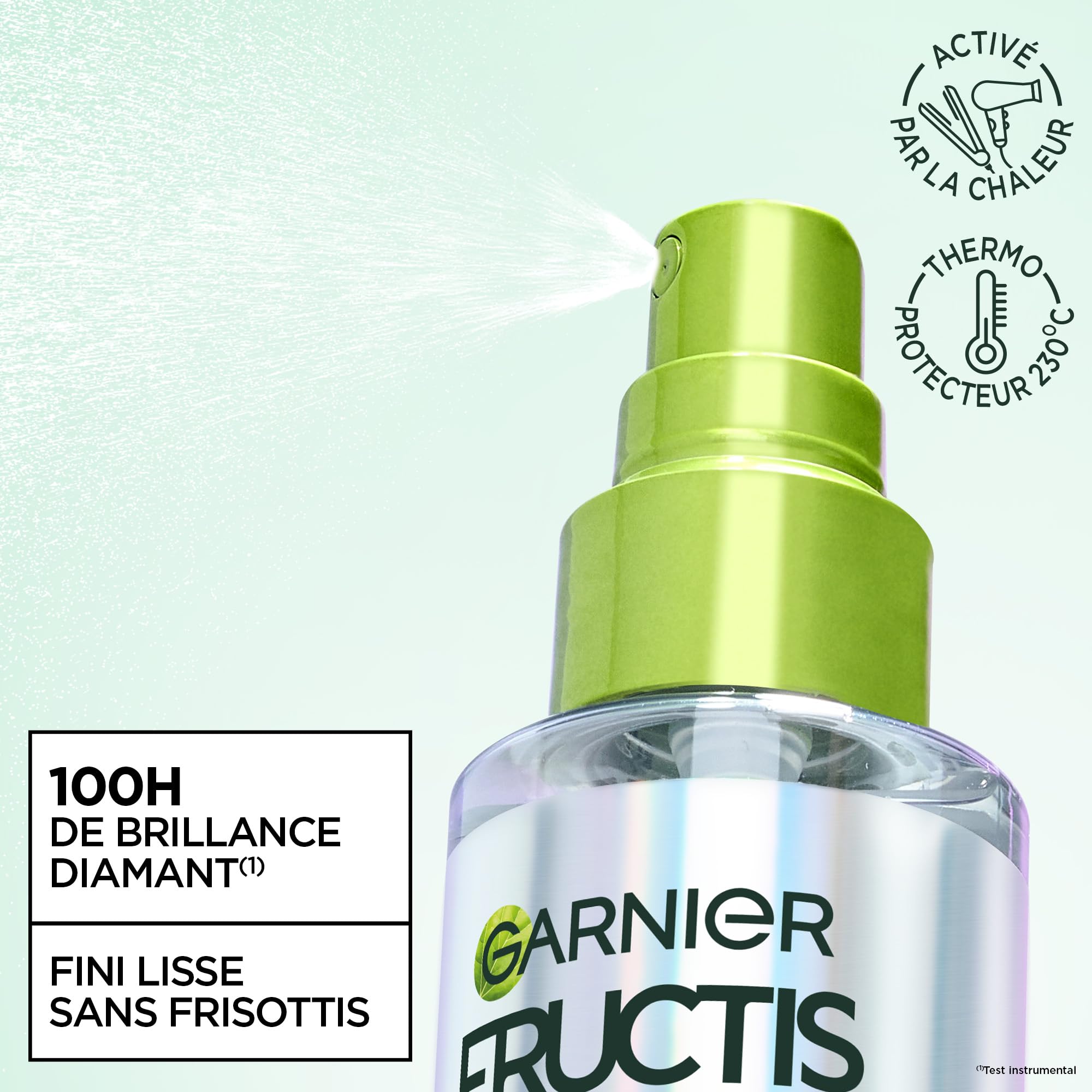Garnier Fructis Diamond Liss - Spray Cheveux Lissant Brillance Diamant pour Cheveux Lisses & Brillants - Thermo Protecteur - Kératine Végétale & Huile d'Argan - Anti-Frisottis - Anti-Humidité - 150 ml