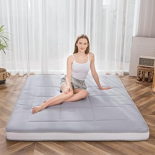 MAXYOYO Colchón de futón, colchón de suelo japonés acolchado acolchado para cama, colchoneta de dormir plegable extra gruesa transpirable para sofá