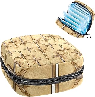 RODAILYCAY Period Bags for School, Sanitary Napkin Storage Bag for Feminine Pads, Easter Cross Ladies Menstrual Cup Pouch Sanitary Pads Organizer