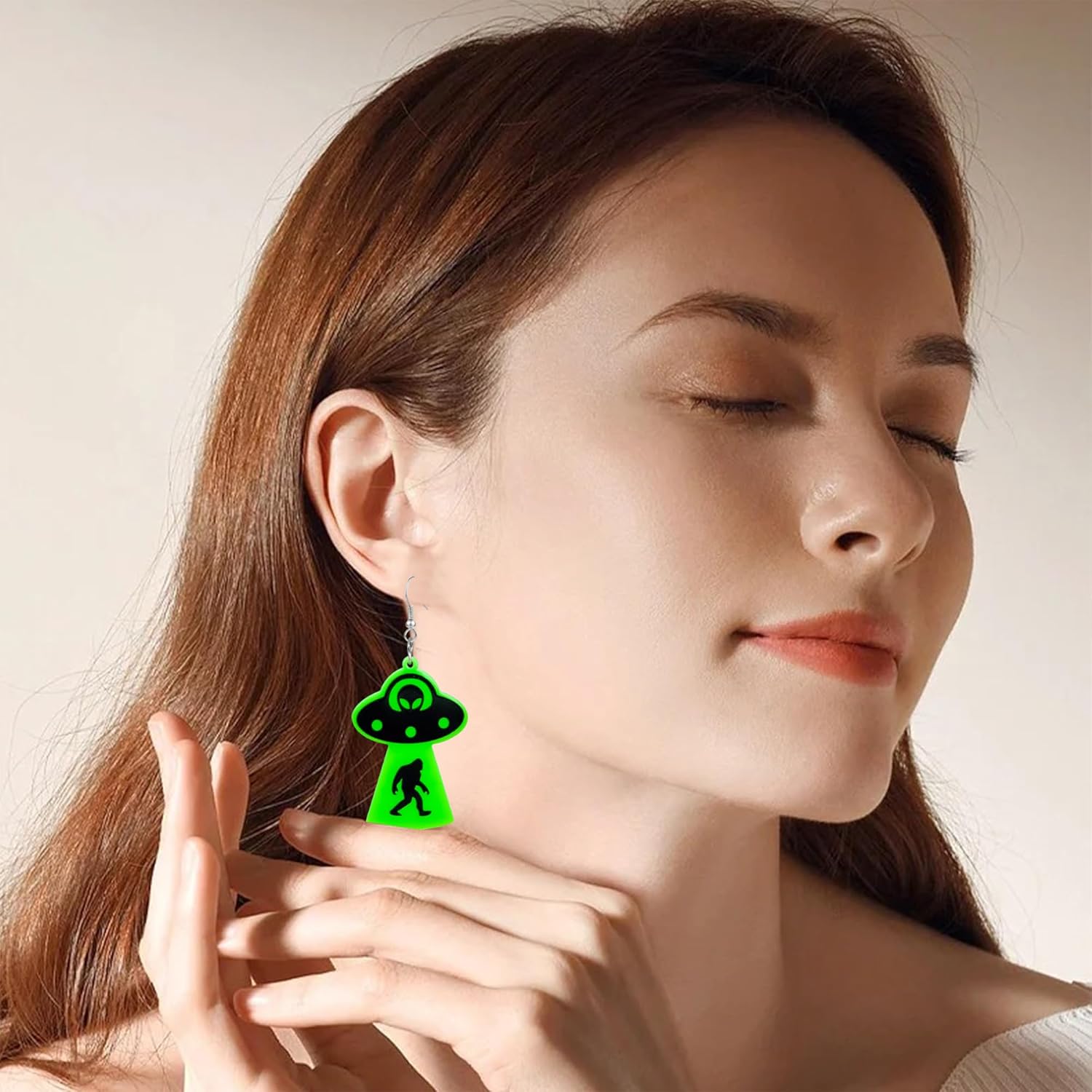 QUPENGXU Unique UFO Aliens Dangle Earrings for Women Novelty Halloween Drop Earrings For Women Jewelry Gifts - Image 4