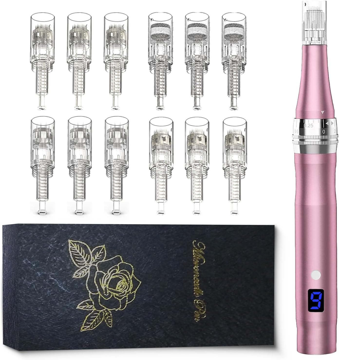 Beauty Device for Face and Skin with 12pcs Replacement Kit, Rechargable Facial Device Facial Tools for Skin Care Face Machine Beauty Skincare Beauty Tools(Pink)