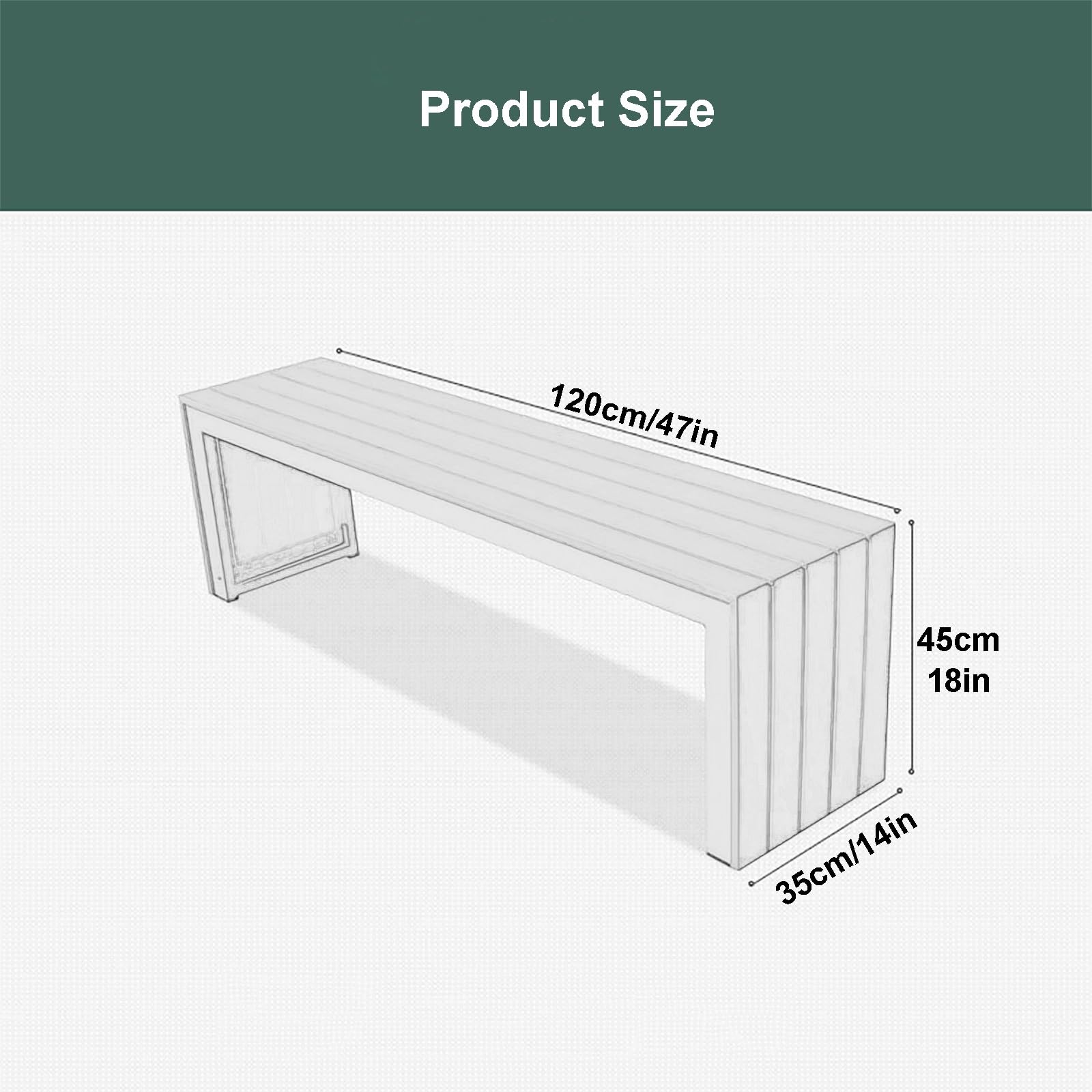 Ławka Ogrodowa dla 2-3 Osób, Odporna na Warunki Atmosferyczne Stalowa Rama, Siedzisko Bez Oparcia, Idealne do Ogrodu, Parku i na Werandę(Gray,120 * 45 * 35cm/47 * 18 * 14in)