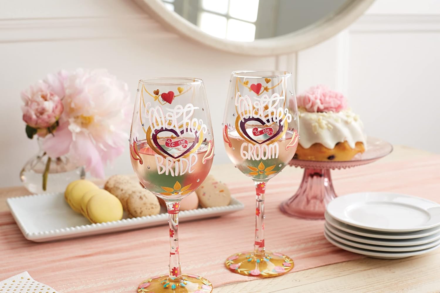 Enesco Designs by Lolita Wedding Mother of The Bride Hand-Painted Artisan Wine Glass, 15 Ounce, Multicolor