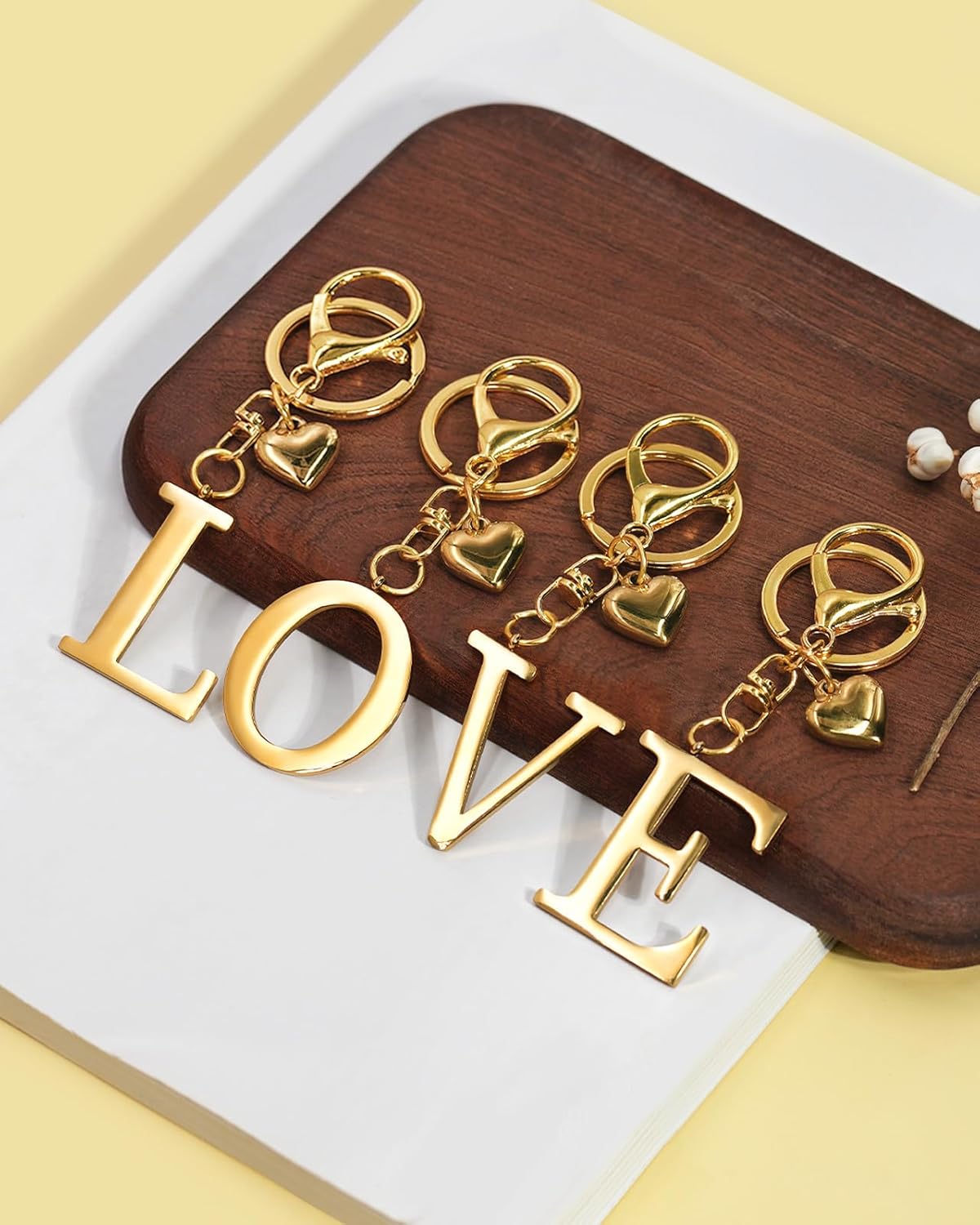 Black Heart Initial Letter Keychain Gift for Women Bag Charm Purse Charms for Handbags Initial Keychains - Image 2