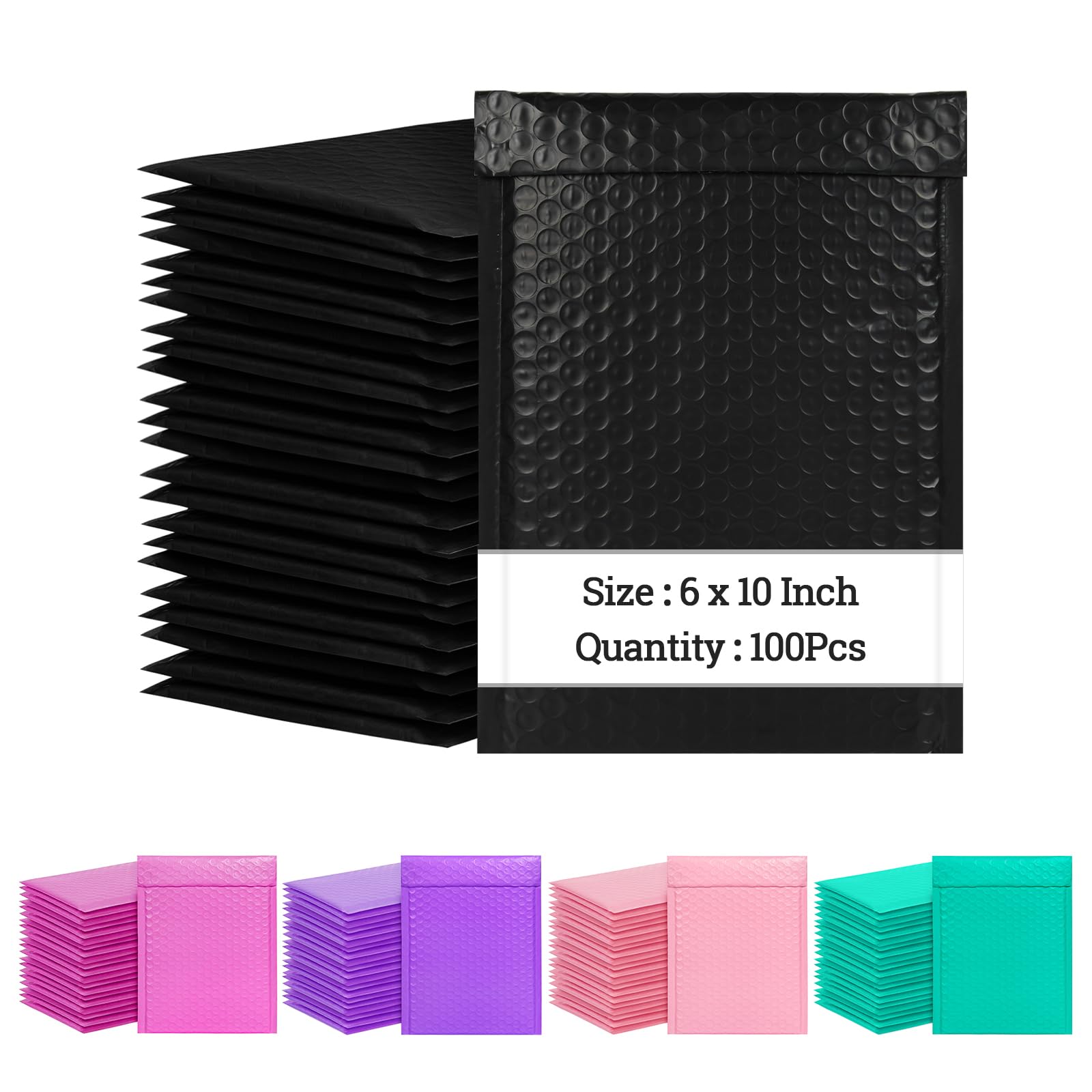 100 Pack 6x10 Inch Bubble Mailers With Self Seal - Waterproof Padded Envelopes For Shipping Books, Clothes, Gifts