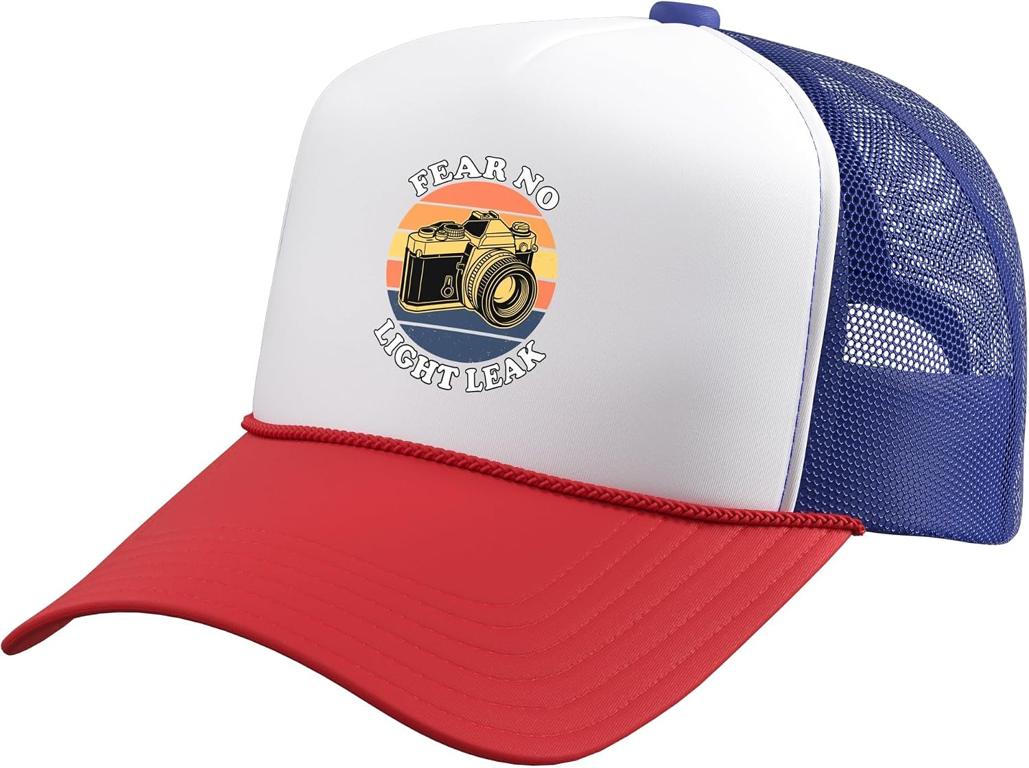 Vintage Film Camera Fear No Light Leak Retro Photo Trucker Hat with Adjustable Mesh Back