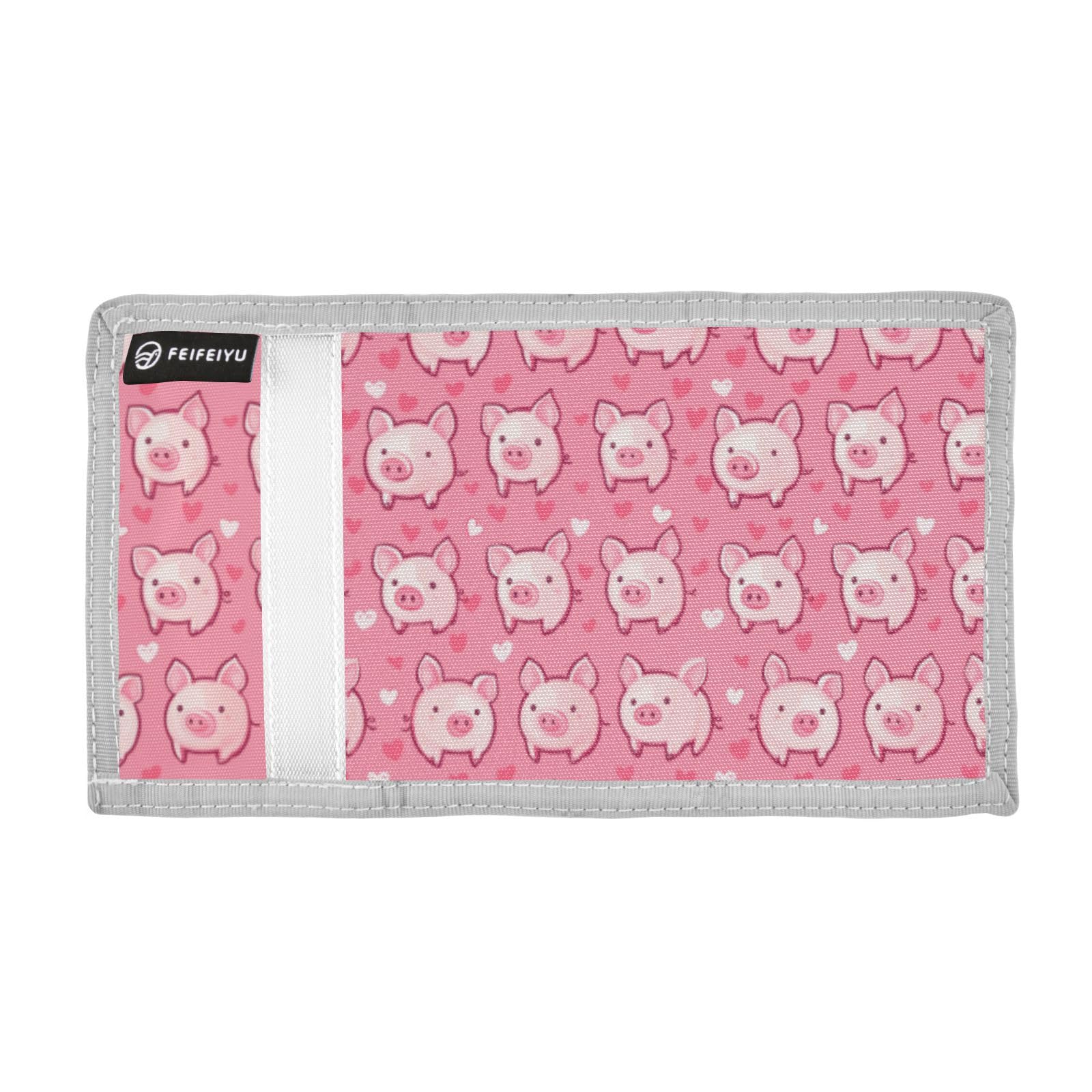 Wusikd Piggy Pink Kids Wallet for Boys Girls Pink Toddler Trifold Wallet Novelty Wallet for Teens Women Men