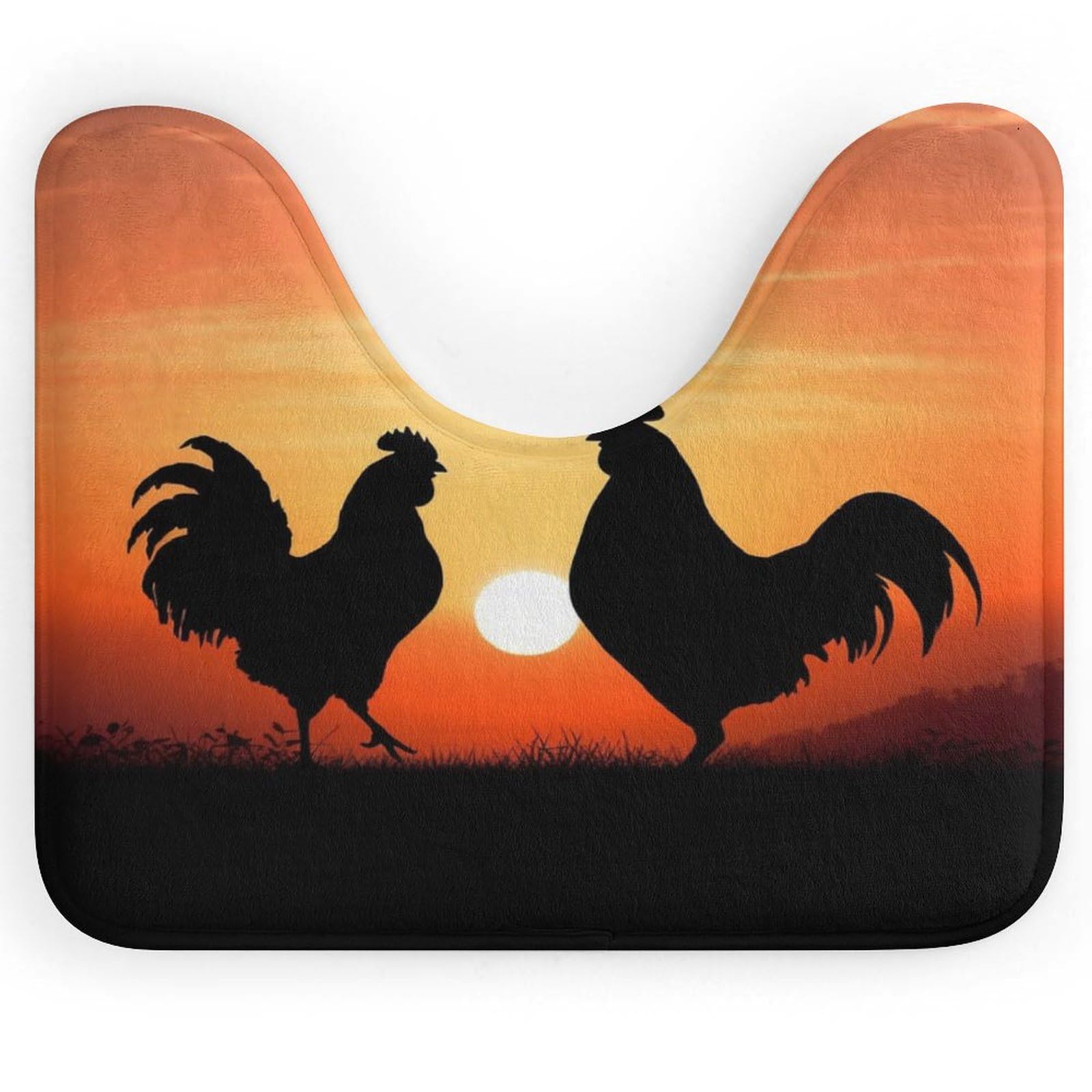 Tapis contour WC en U ultra absorbant et antidérapant décor poules