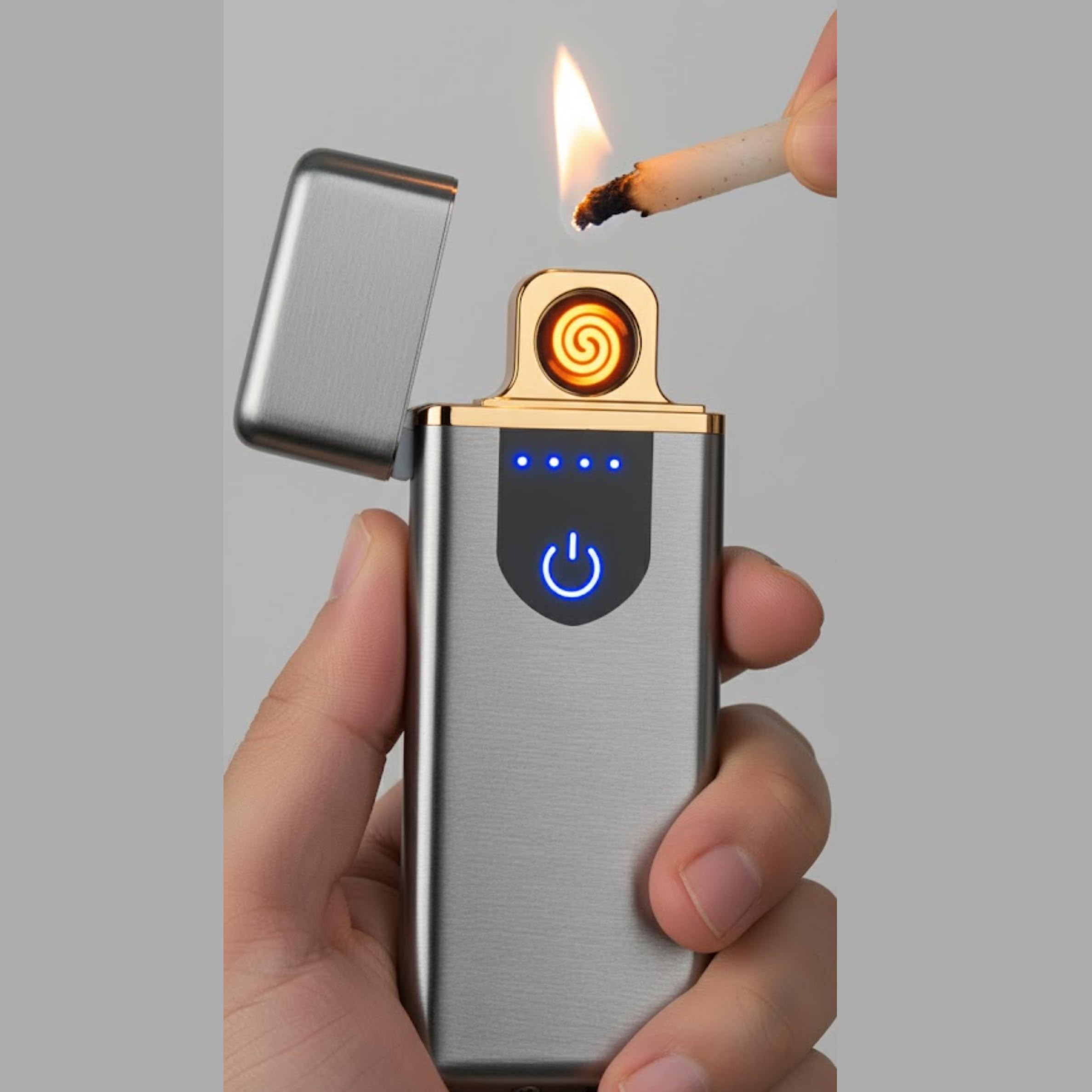 Drumstone 𝟓+𝟓 𝐘𝐄𝐀𝐑 𝐆𝐔𝐀𝐑𝐀𝐍𝐓𝐄 Windproof Plasma Arc Lighter | USB Rechargeable Electric Touch Lighter for Cigarettes, Candles & Outdoor Use | Flameless, Stylish Black Design- Multi-image-13