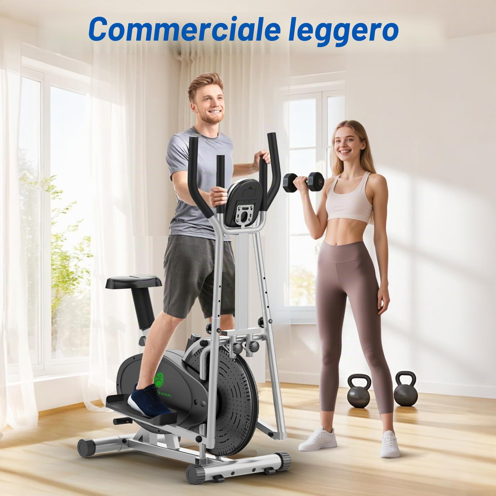 Yonisee 2-in-1 Ellittica Da Casa, Macchina Ellittiche Con Sedile Ergonomico, Resistenza Regolabile, Monitor LCD, Pedale Antiscivolo, Sensore Di Frequenza Cardiaca, Stepper Ellittico Aerobico