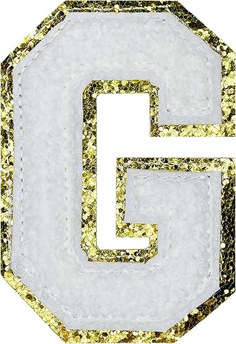 Miniatura 226 de Jongdari Letras termo-adhesivas de felpilla para ropa, parches de letras del alfabeto con brillantina para coser, con adhesivo planchado, 4