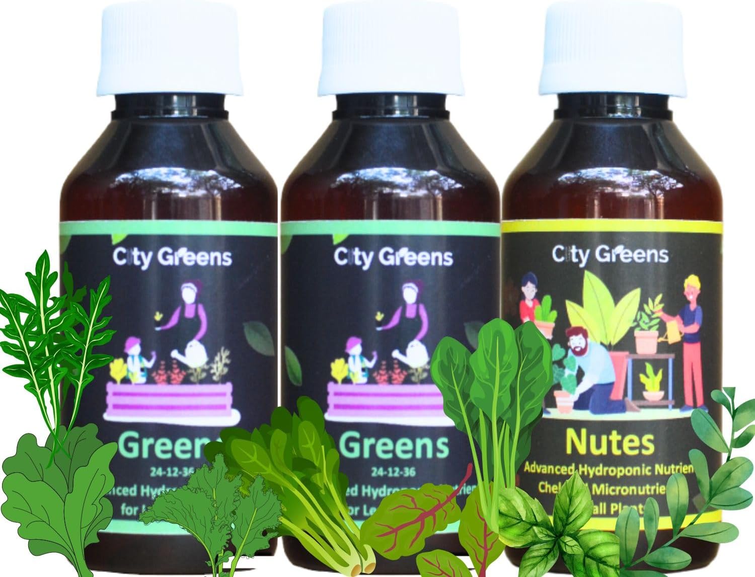City Greens Advance Hydroponic Nutrient 300 ml For Leafy's || Concentrated Liquid fertilizer for Lettuces, All Leafy And Exotic Greens