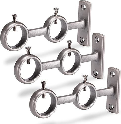 Goowin Soporte para barra de cortina, 3 piezas de soporte doble para cortinero, ganchos para barra de cortina de sala de estar, dormitorio, barras