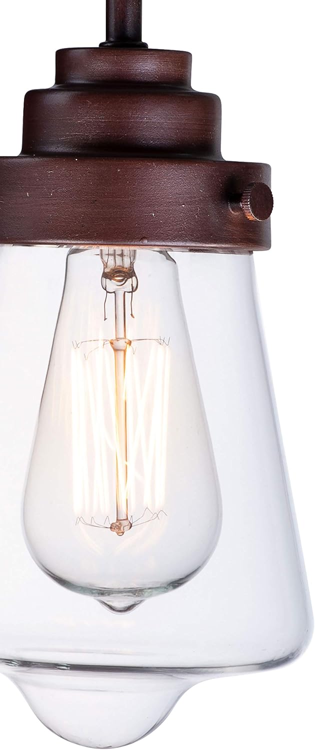 Top Rated Amazon Brand – Stone & Beam Industrial Rustic Single Pendant Chandelier Fixture with Light Bulb - 5.25 x 5.25 x 9.5 Inches, Oil-Rubbed Bronze