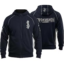 Men Embroidered Kyokushin Kanji Warrior Kanji Sports Athletic Hoodie Full Zipper Hoodie Black Color