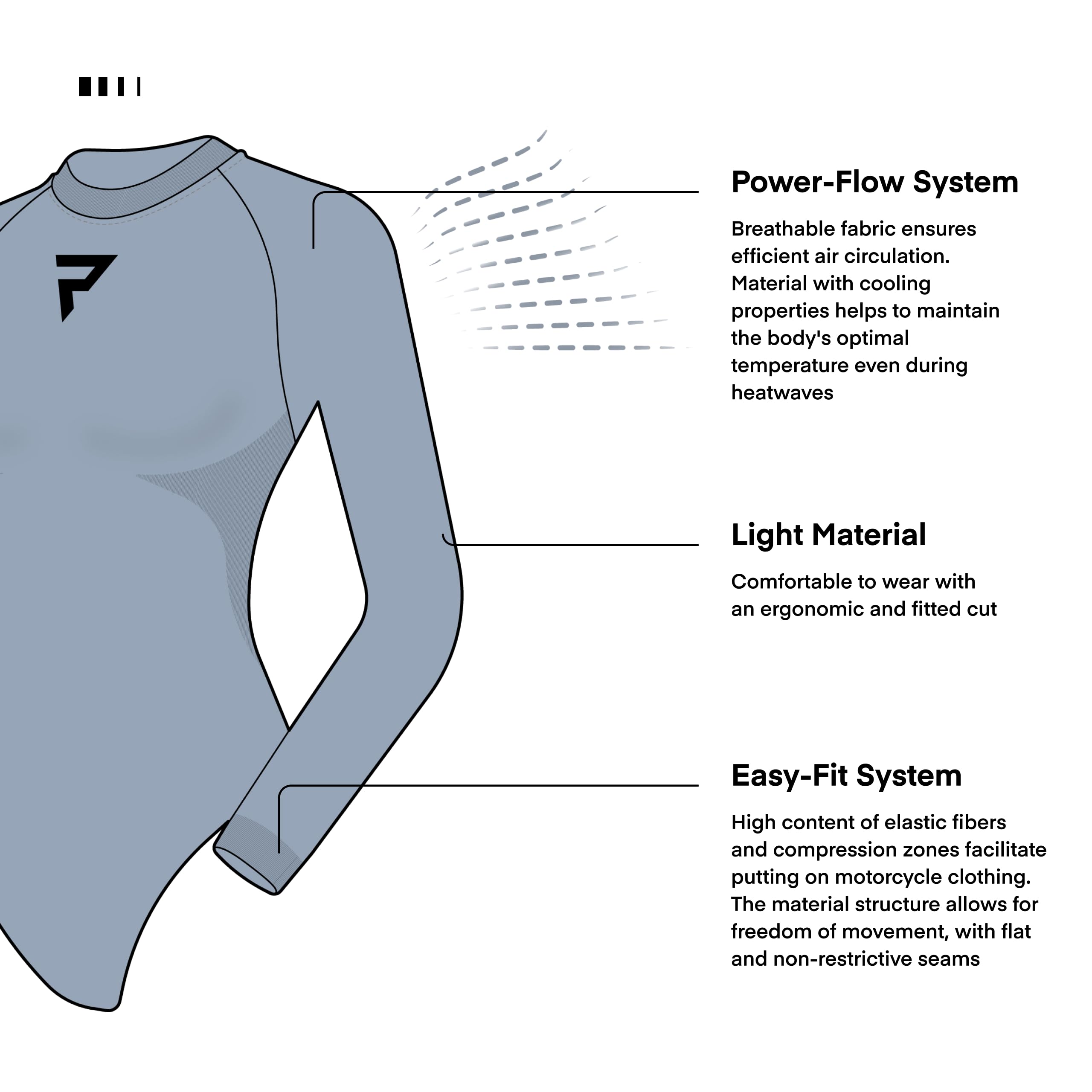 REBELHORN Freeze II Lady Body Térmico Mujer | Manga Larga | Ropa Interior Termoactivo Enfriamiento | Absorción de Humedad | Transpirable | Zonas de Compresión | Ropa de Moto Térmica