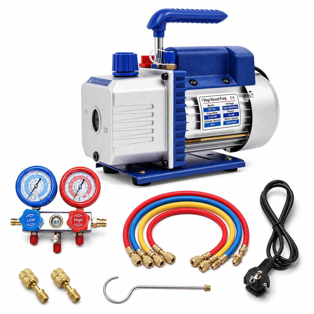 3CFM 1/4 HP Vakuumpumpe, 180W Unterdruckpumpe Klimaanlage 800-4000PSI Vacuum Pump für Reparatur Von Auto-Klimaanlagen, Heim-Klimaanlagen, Split-Klimaanlagen