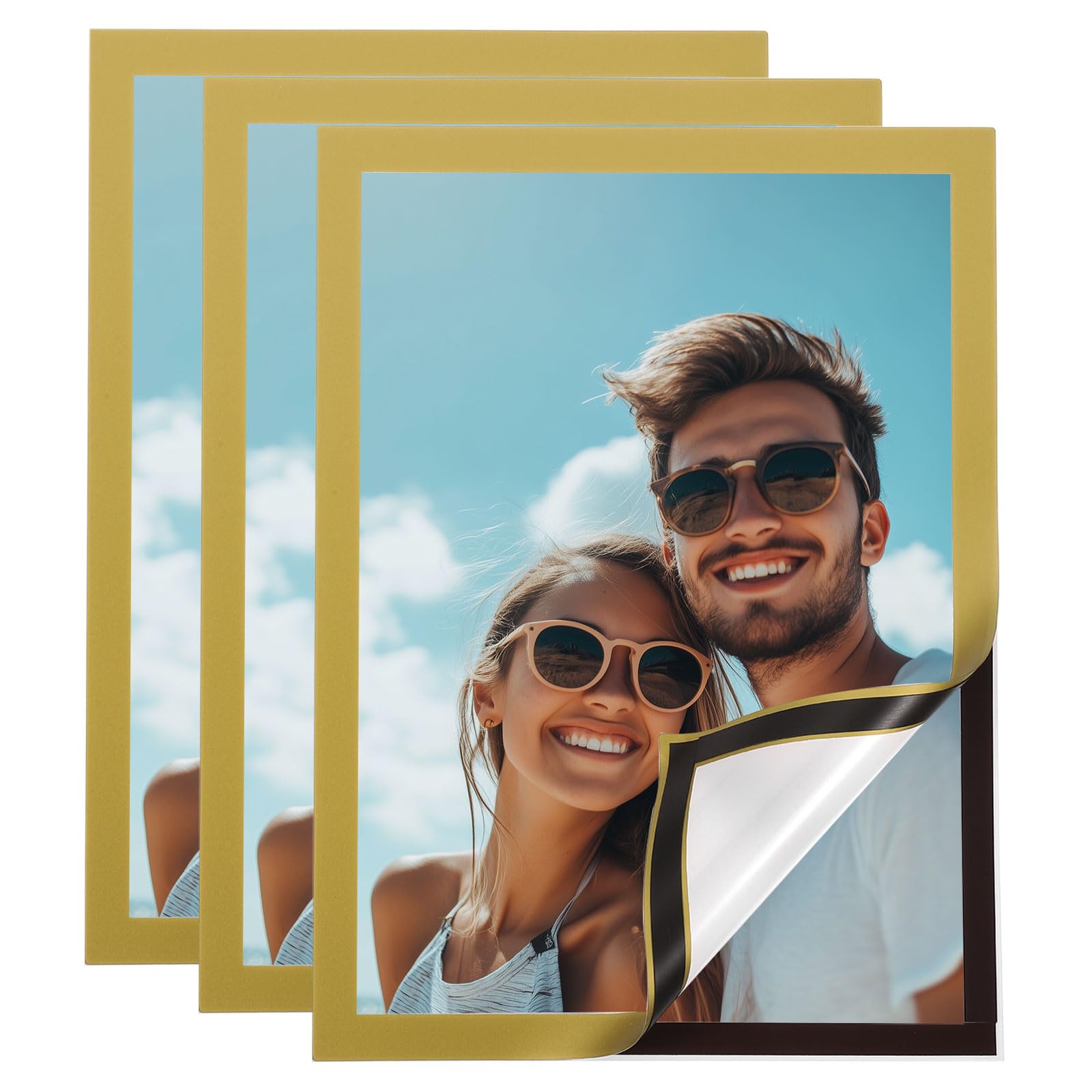 Cadre magnétique pour fenêtres et murs de maison pour photos de famille et dessins dorés