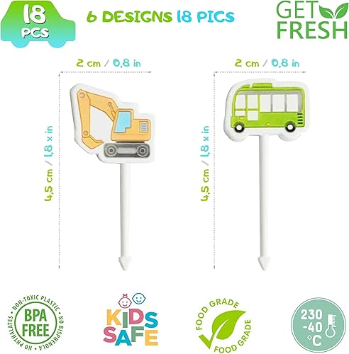 Miniatura 2 de GET FRESH Palillos de comida para niños – 18 piezas de transporte de alimentos Bento Picks Decoración de lonchera para niños y niños pequeños –