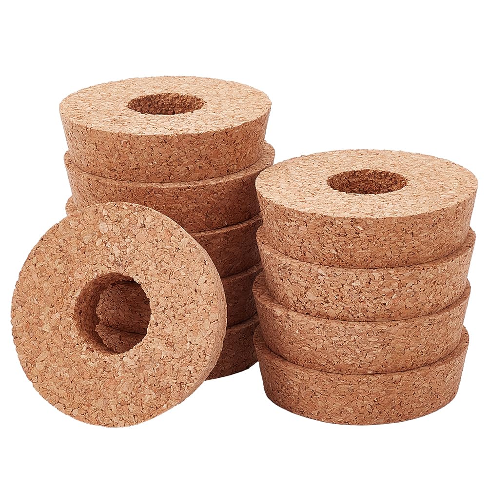 OLYCRAFT 10Pcs Couvercles en Liège pour Jardinière en Verre Bouchons de Plantes 73~80mm Bouchons en Liège à Trou Central pour Plantes Hydroponiques Couvercles pour Vases de Culture Hydroponique