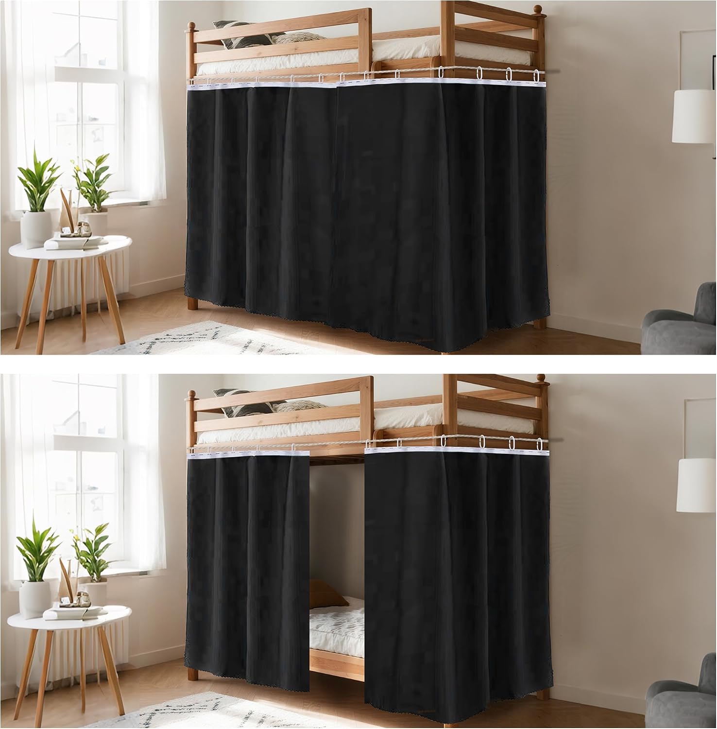 Dorm Single Twin Bunk Bed Tents Drapes Dustproof Blackout Underbed Cloth Bed Privacy Curtains