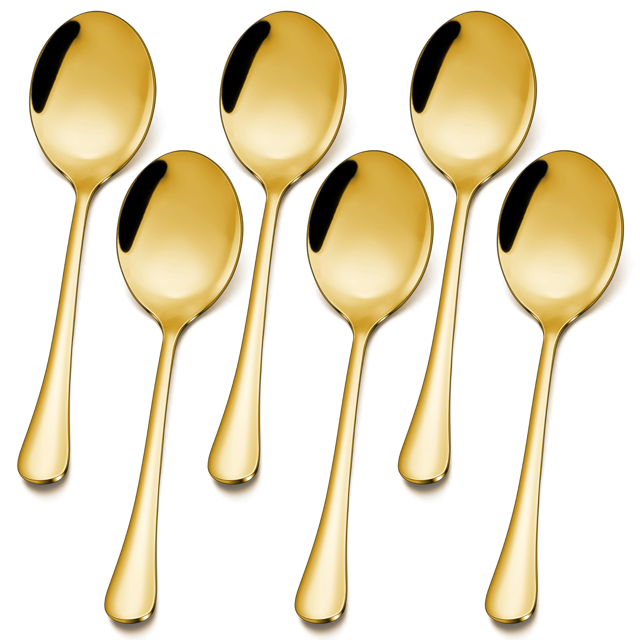 Gold Stainless Steel Serving Spoons - 6 Pack -1 Gold Stainless Steel Serving Spoons - 6 Pack -1