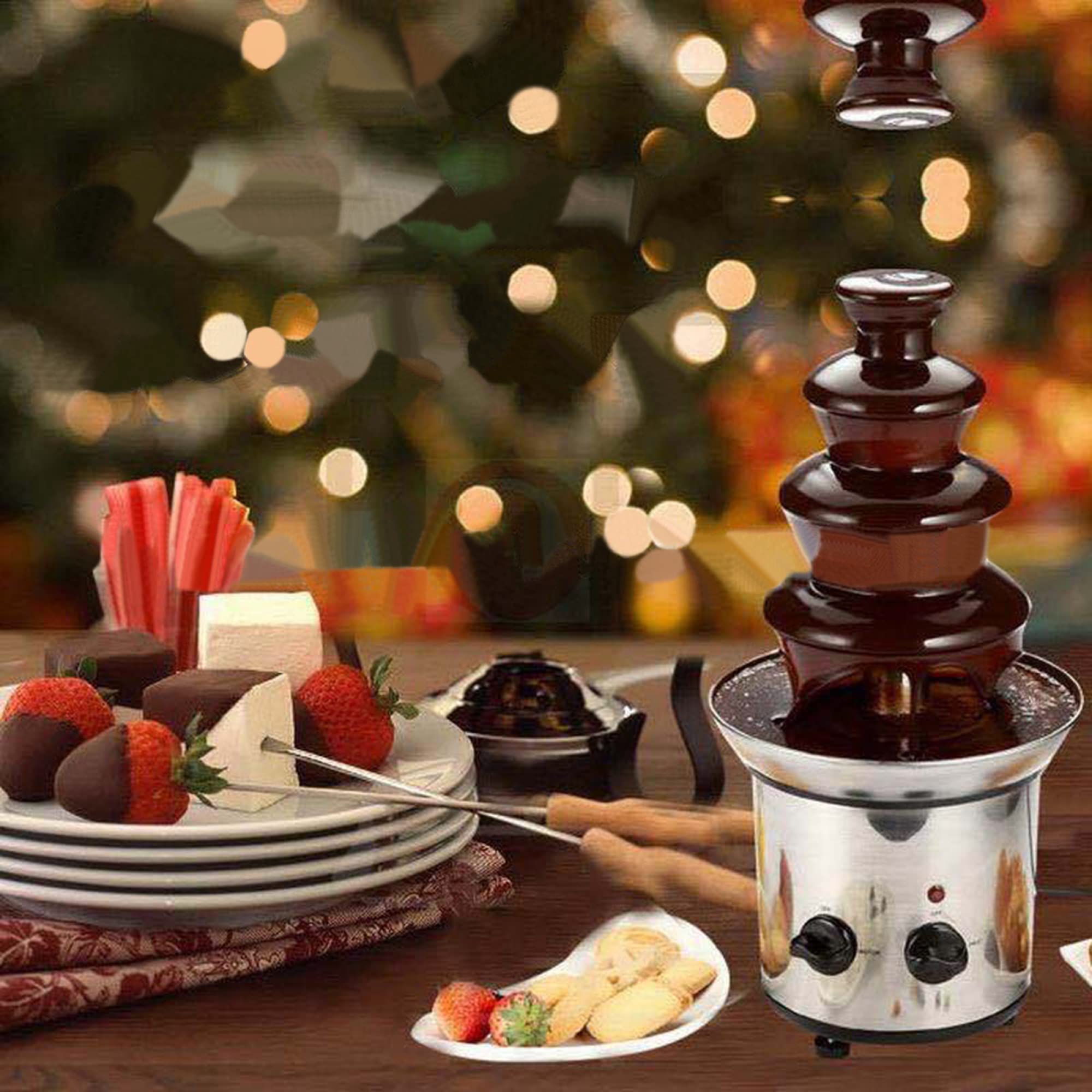 Genérico Fuente de Chocolate de 3 Niveles, máquina eléctrica para fundir y Calentar Chocolate para Queso Nacho, Salsa Barbacoa y aderezo Ranch. Fácil de Montar.