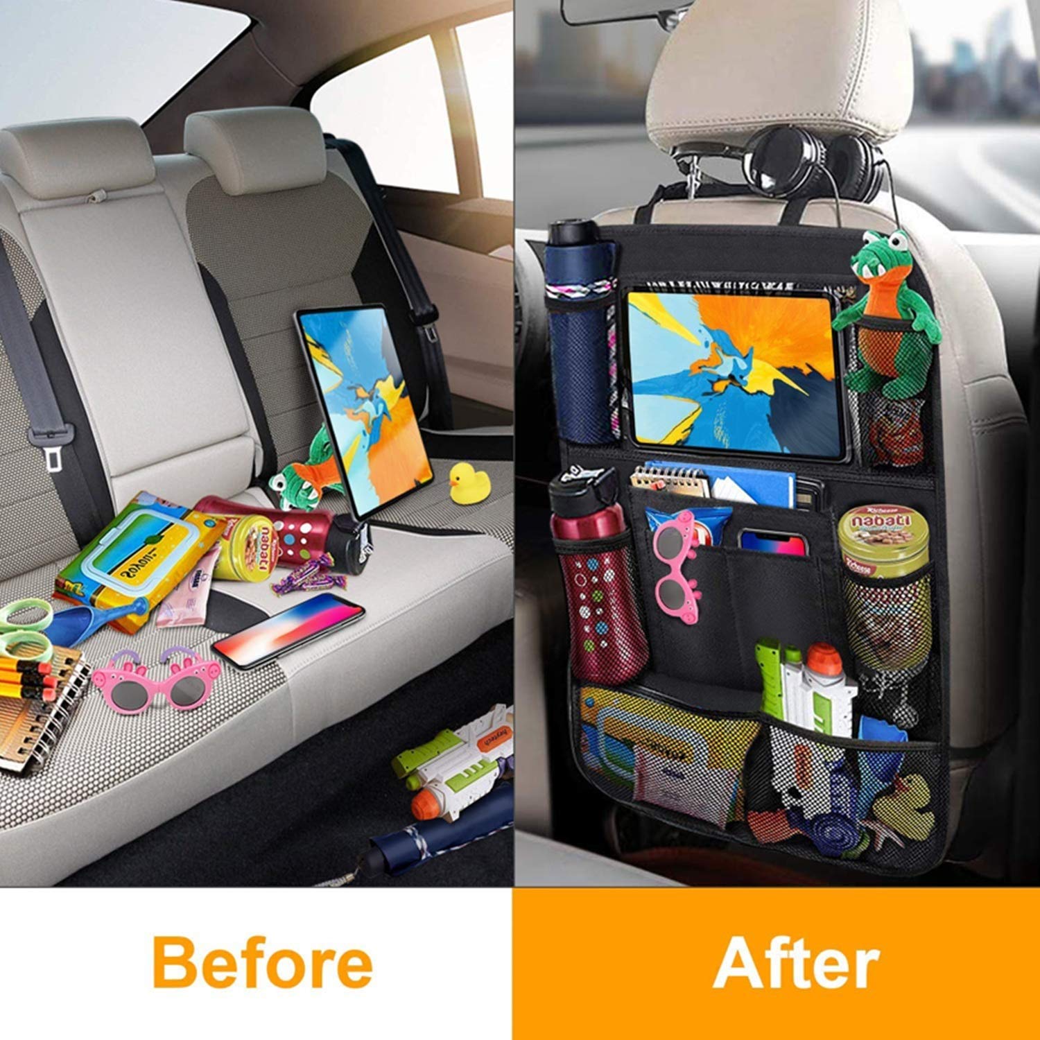 My Babiie Car Organiser - Universal Back Seat Organiser For Kids, 7 Storage Pockets, Bottle Holders - 1 Pack - View #8