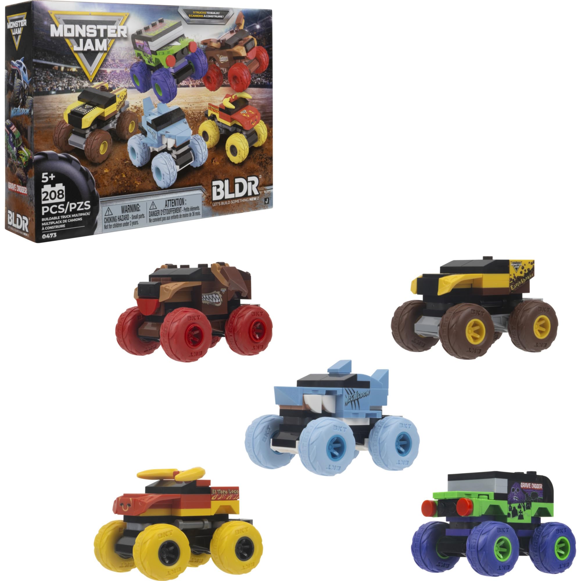 BLDR Monster Jam™ Mini Truck Building Set Multipack - Includes 5 Trucks
