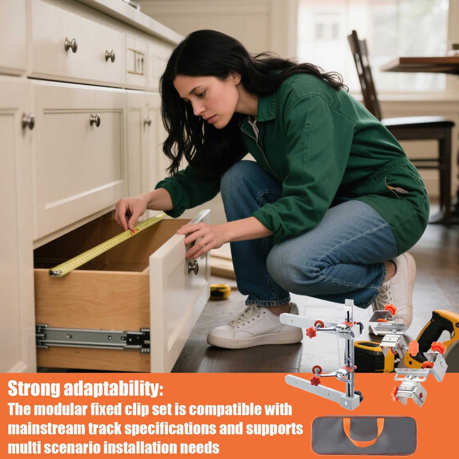Szablon Montażowy Prowadnic Szuflad Regulowane Prowadnice Wyrównujące do | Wzornik do wiercenia otworów pod uchwyty Do Prac Stolarskich w Kuchni Narzędzia Skrzynkowe Komoda