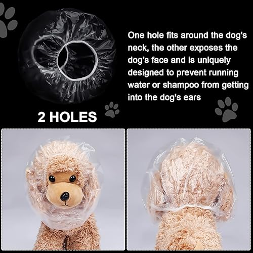 Miniatura 2 de Weewooday 32 gorras desechables para ducha para mascotas, cubiertas de plástico para orejas de perro, para baño, gotas, protector – Protección