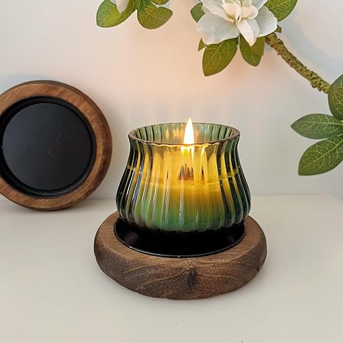 Miniatura 2 de Portavelas de madera natural, 3 unidades, decoración de granja, bandeja de velas de pilar de madera para centro de mesa, bandeja decorativa pequeña,