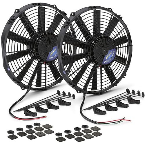 ProForm Electric Cooling Fan, 13.5" x 12.5" x 3" Plastic, 2100 CFM, 12V, 35 dB, Compatible with Radiator & Transmission Coolers, Black
