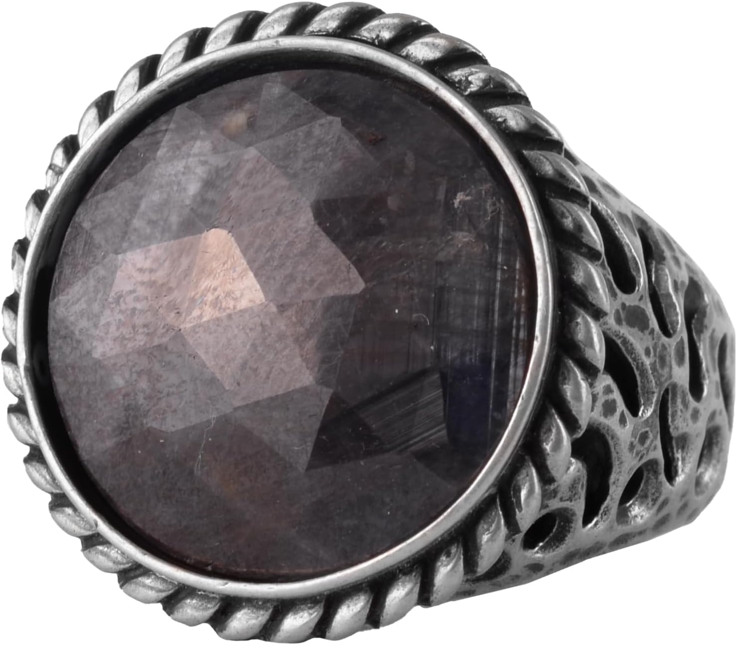 Men’s Blue Sapphire Gemstone Ring – Round Cut Blue Sapphire 925 Sterling Silver Ring – Handmade Oxidized Silver Statement Ring