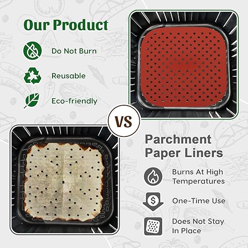 Miniatura 2 de Combo de revestimientos para freidora de aire de 8.5 pulgadas y cubiertas para huecos de estufa, artículos esenciales de cocina, protege, previene y