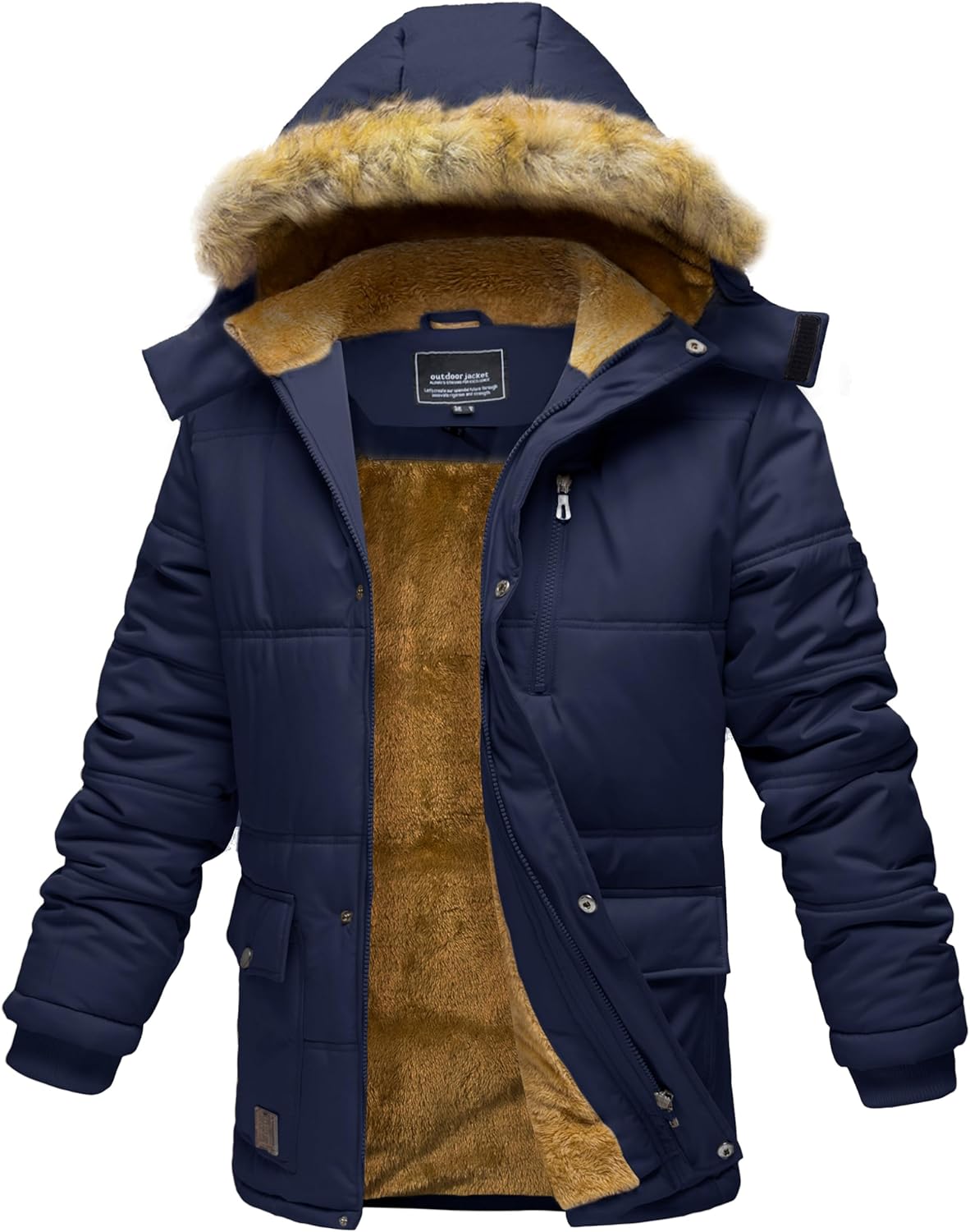 EKLENTSON Men's Winter Parka Jacket Water Repellent Windproof Sherpa Lined Jacket Thermal Warm Coat with Hood