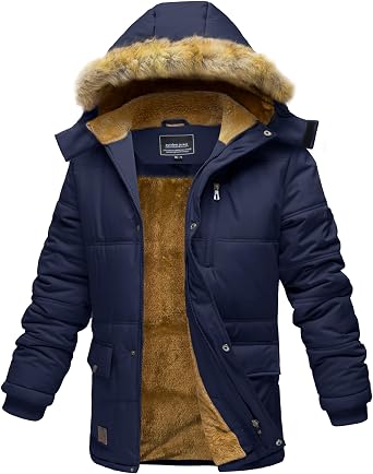 EKLENTSON Mens Winter Parka Jacket Water Repellent Windproof Coat with Hood