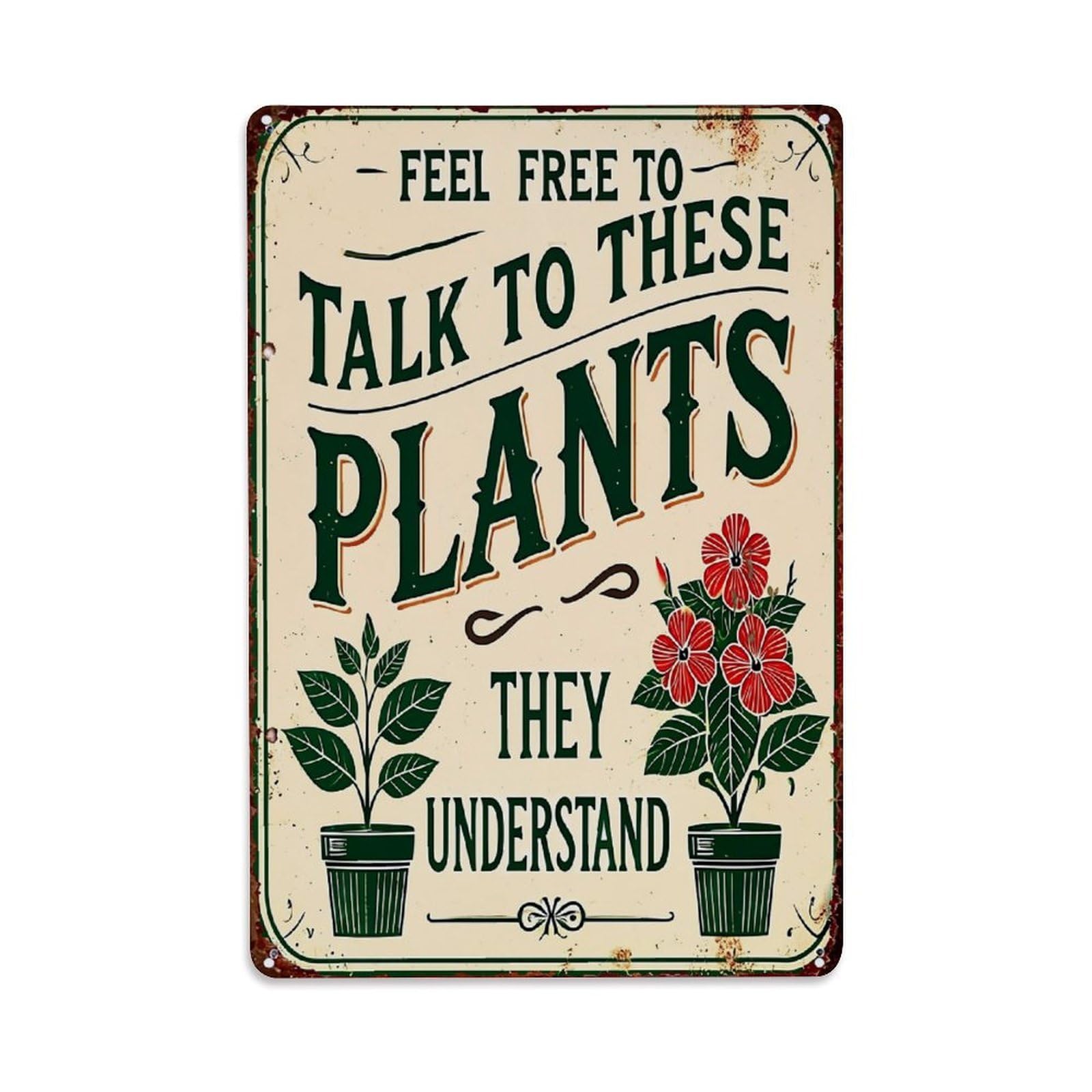 Nestemfo Vintage Feel Free To Talk Plants Tin Sign Metal Sign, Living Room,Bar, Home, Bedroom Wall Decor,Retro Metal Poster 8X12 Inches