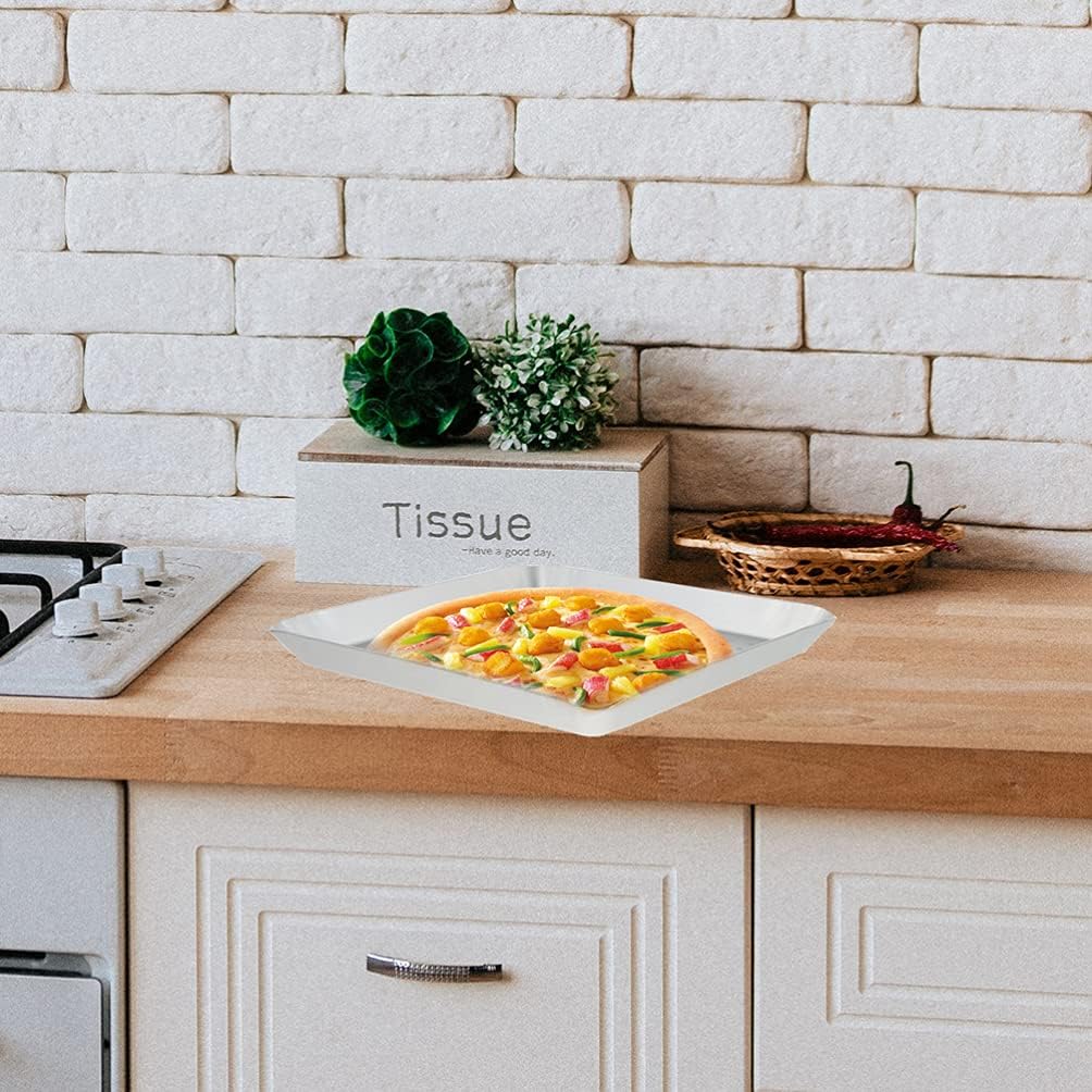 Cabilock 1pc Perforated Pizza Baking Tray Square Non-Stick Pizza Pan for Home and Aluminum Alloy for Easy Baking and Cleaning