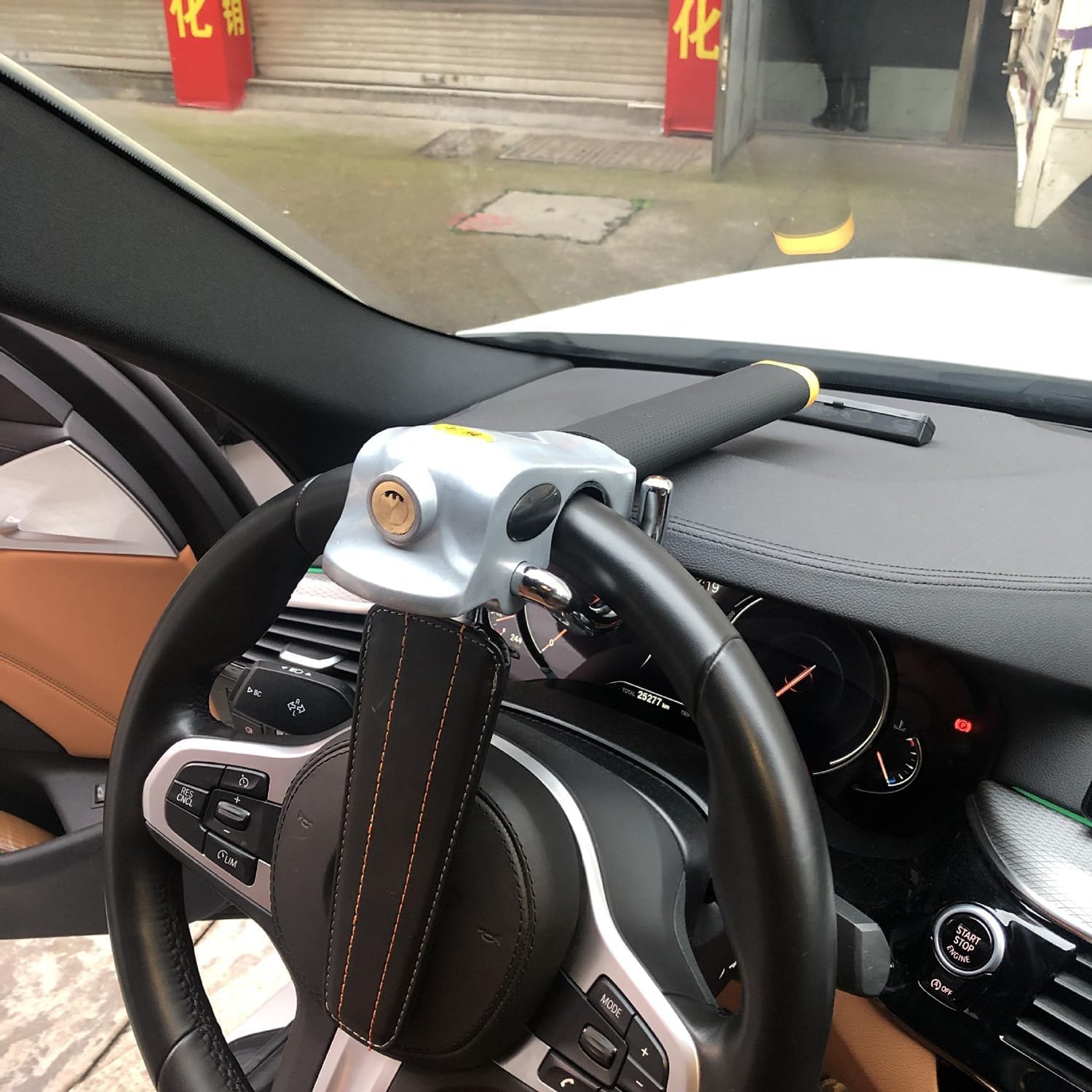 Canne Antivol Voiture Bloque Volant, pour Skoda Elroq Karoq Kodiaq Enyaq iV Kodiaq GT, Serrure Haute Sécurité, Robuste, Ajustement Universel, 3 Clés,B