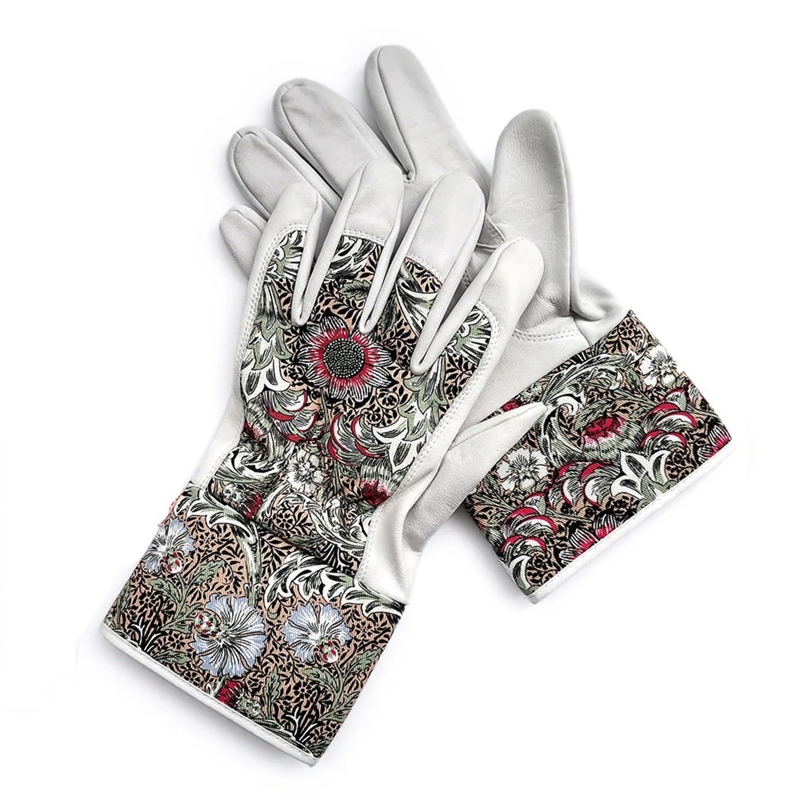 Guantes De Jardinería Palma de cuero de los guantes del trabajo de la señora que cultiva un huerto, parte posterior del algodón, resistencia de la espina de las plantas, muñeca/brazo inferior protege
