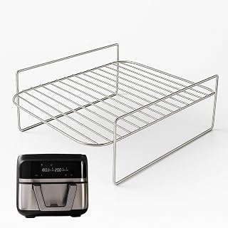 articulo Rejilla Air Fryer Doble Altura Reversible, Parrilla de Acero Inoxidable S-304, Accesorio Freidora de Aire Compatible con Cecofry Dual 9000 y Cecofry Advance Window 9 L (29 x 20 cm), Uso Alimentario