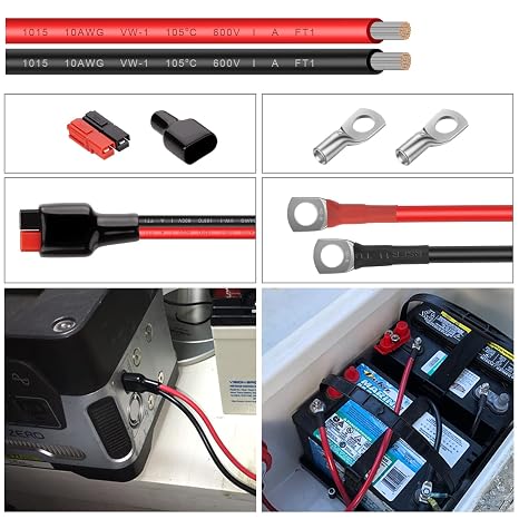 10 AWG Electrical Wire - Red & Black Tinned Copper Cable for Car Audio, Automotive, Trailer, Marine, LED Light (10AWG 50FT Red & Black)