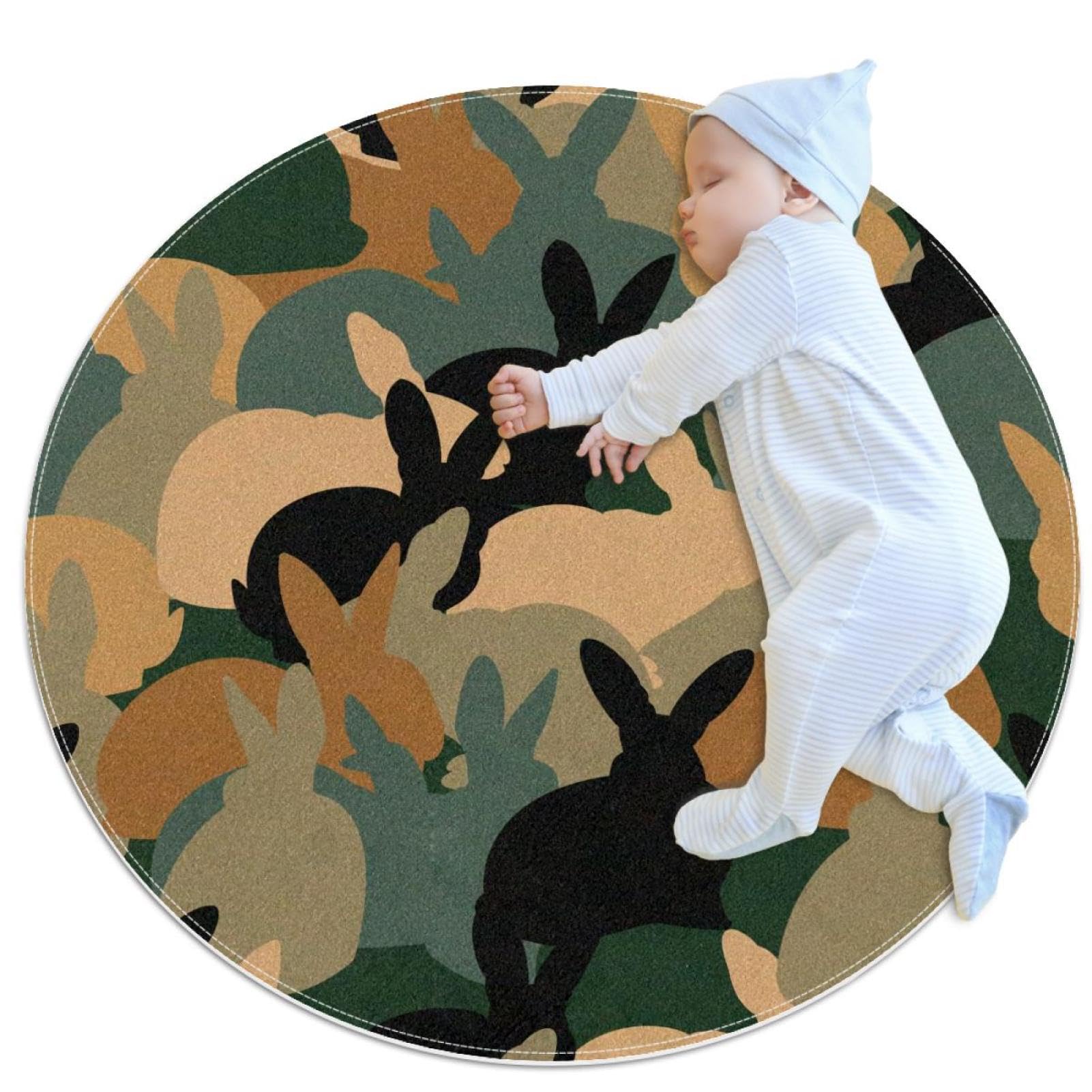 Petit tapis de salle de bain lapin rond 1m antidérapant pour chambre