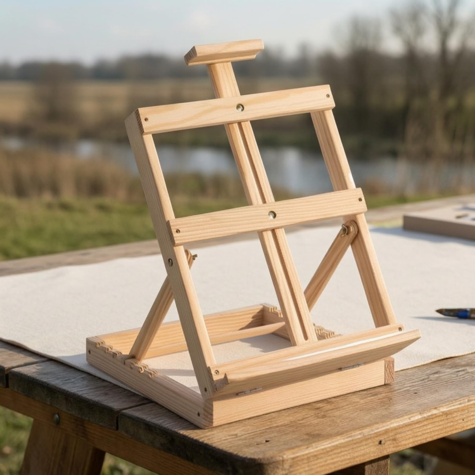Caballete de Mesa Portátil Caballete Atril Soporte Exhibidor en Madera de Pino con Respaldo Regulable y Base Firme, 95, Caballete De Escritorio De Madera De Pino Modelo 95
