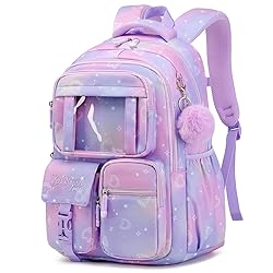 PIG PIG GIRL Kids Backpack for Girls - School Bags for Middle School Students - Book Bag for Elementary Primary - Kawaii Ita Backpack - Purple