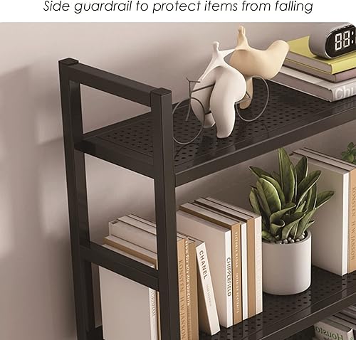 Miniatura 4 de Estantería de escritorio de hierro forjado de 2 niveles, estante de escritorio industrial para computadora, organizador de oficina con tablero