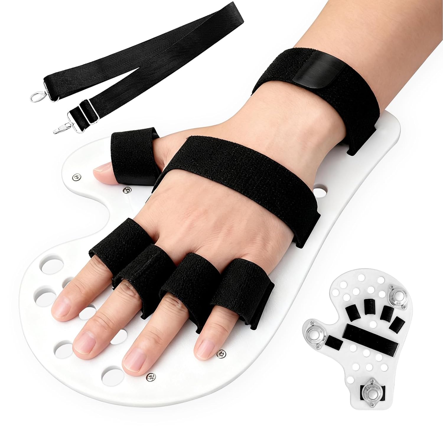 Stroke Hand Splint with Finger Separator & Pulley System | Adjustable Brace for Resting Support, Manage Finger Curling & Mobility Training of Shoulder, Elbow | Right Hand for Adults & Elderly